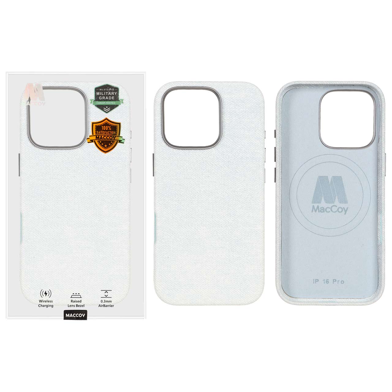 قاب اورجینال MacCoy پارچه ای لنز فلزی Magsafe Apple iPhone 16 - آبی (پک دار)