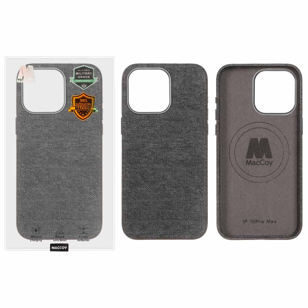 قاب اورجینال MacCoy پارچه ای لنز فلزی Magsafe Apple iPhone 15 Pro Max