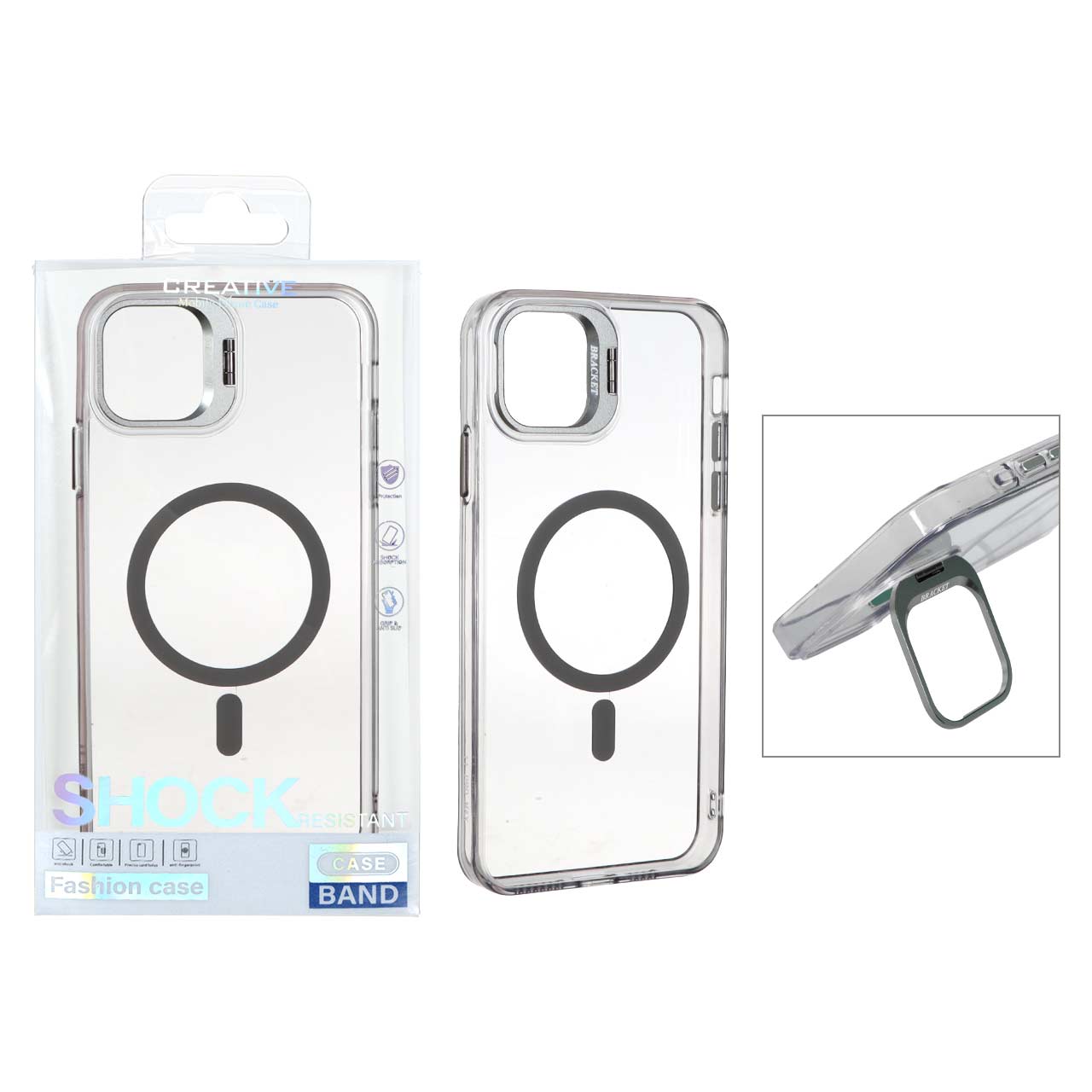 قاب اورجینال Bracket کریستالی MagSafe لنز آلومینیومی Apple iPhone 11 - خاکستری