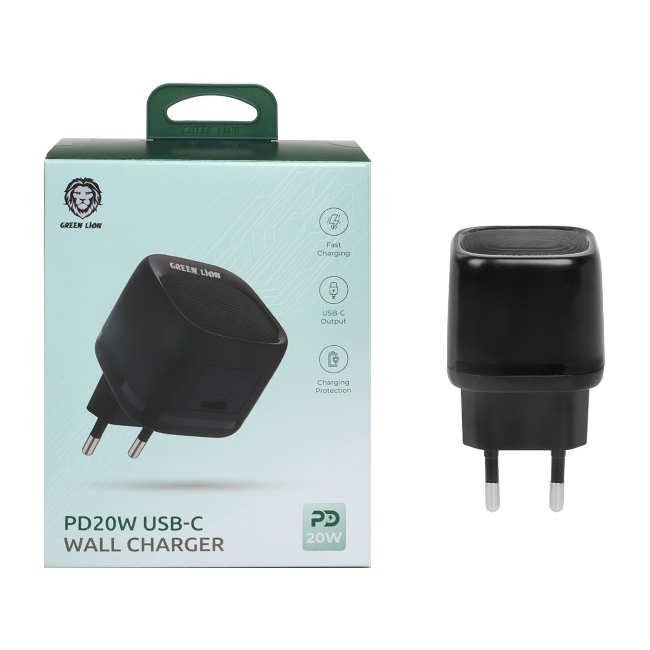 شارژر دیواری فست و PD تک پورت Green Lion مدل GNPD20EUWCBK 20W - مشکی (گارانتی 18 ماهه شرکتی)