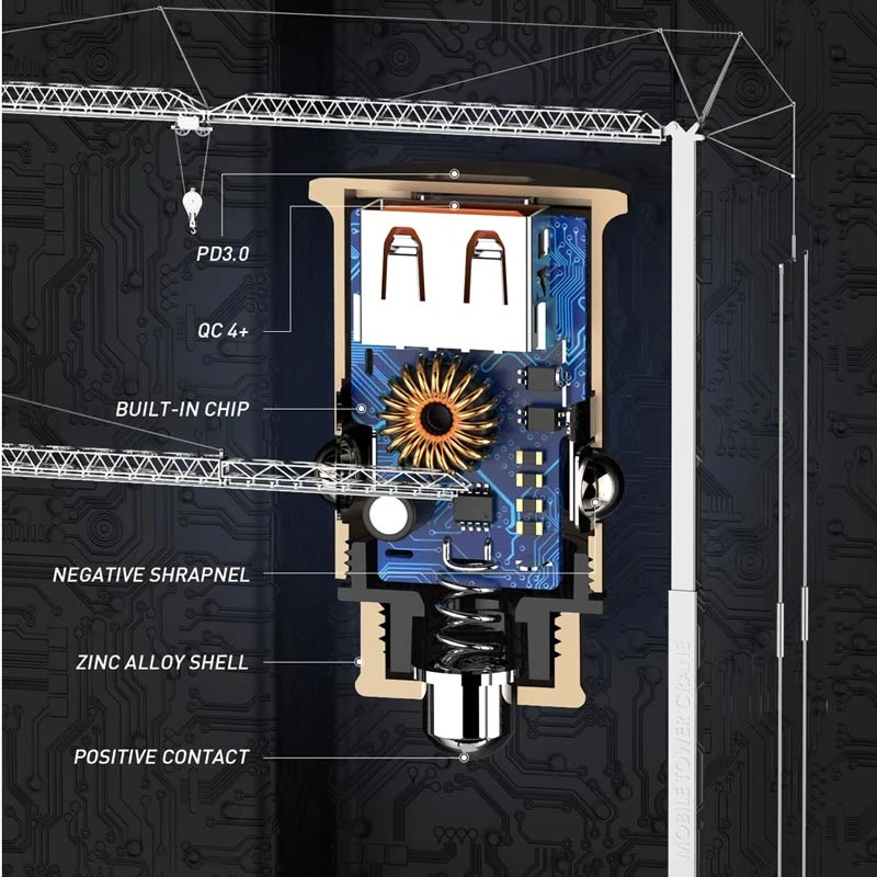 شارژر فندکی الدینیو مدل C506Q به همراه کابل تبدیل microUSB