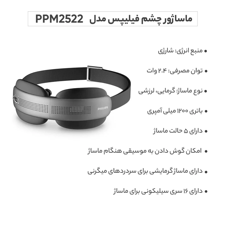 ماساژور چشم Philips PPM2522 Eye Mask Massager Gray اورجینال